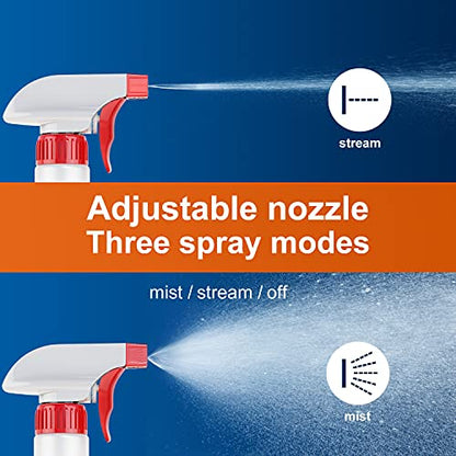 Veco Spray Bottle (5 Pack,16 Oz) with Measurements and Adjustable Nozzle(Mist & Stream Mode), HDPE Plastic Spray Bottles for Cleaning Solution, Household/Commercial/Industrial Use, No Leak and Clog - size: 16 oz 5Pack