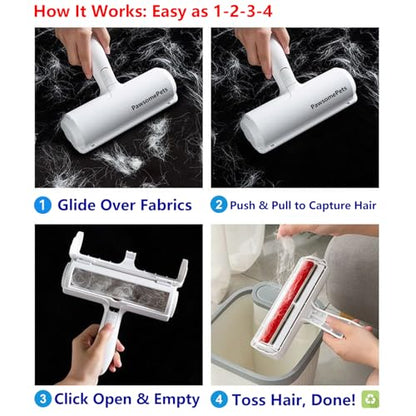 Pawsome Pets Pet Hair Remover Gift Set Reusable Lint Roller Cat and Dog Hair Remover for Furniture, Couch, Carpet, Clothing and Bedding - Portable, Multi-Surface Fur Removal Tool - color: B:blue