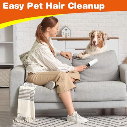 Yvnicll 630 Sheets Extra Sticky Lint Rollers for Pet Hair | Easy Spiral Tear Lint Roller for Clothes and Pet Hair， Remover for Couch, Furniture and Carpet.
