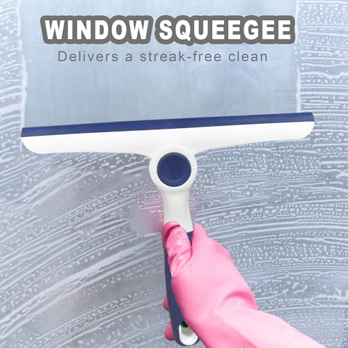 NBGYTECH Window Squeegee Household Cleaning Scraper Handheld Squeegee for Shower Glass Door Mirror Car Windshield (Blue Plastic Handle) - color: Blue Plastic Handle