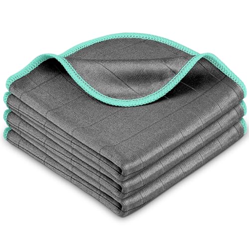 Airlab Microfiber Cleaning Cloth for Glass Cleaner Window Polishing Car Auto Detailing Lint Free Drying Dishes Kitchen Bathroom Magic Cleaning Cloths, Pack of 3, 12" x 12", Grey-Green - color: 12 X 12 Inch, Pack of 3, Grey-green