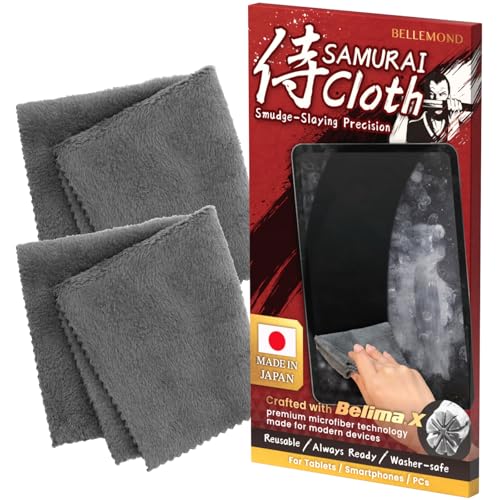 BELLEMOND「Samurai Cloth」Japanese Microfiber Cleaning Cloth | Washable, Reusable, Lint Free Cloth for Phones, Laptops, Lenses, Screens & Electronics | Made in Japan | Medium | 2 Pack - size: 2 Set - Medium: 8” × 8”