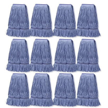 12 Pack Commercial Cotton Mop Head Replacement, Industrial Wet Mop Replacement Heads, Heavy Duty Loop-End Cotton String Mop Refill, Super Absorbent Floor Mop Head for Home, Garage & Commercial - size: 12 Count(17 Ounce each)