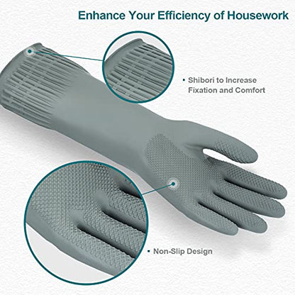 DABOGOSA MAMISON Reusable Household Dishwashing Cleaning Rubber Gloves, Non-Slip Kitchen Glove (1 Pair) - color: Gray, size: Large (Pack of 2)