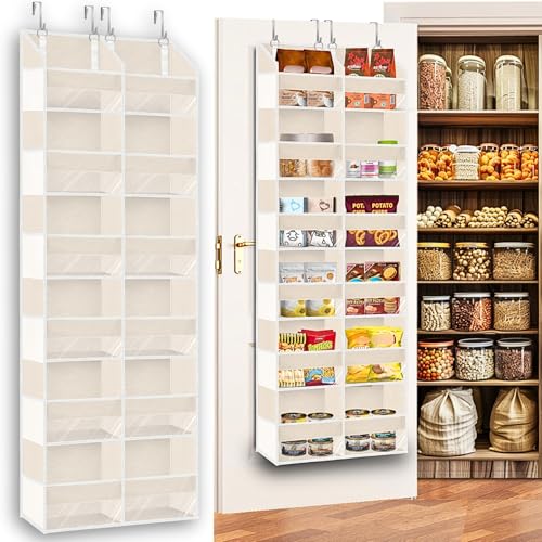 Ofiray-home Over the Door Organizer 6 Tiers, Extra Large Behind Door Storage of 12 Compartments,80 lbs Weight Capacity Hanging Storage Organizer with Clear Window Kids Toys, Shoes, Diapers,Beige - color: Cream - 6 Tiers