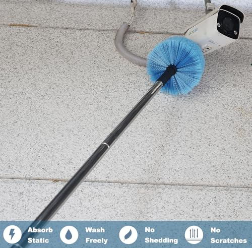 2 Pack Cobweb Duster Head Brush-Twist-On Spider Web Brush for Outdoor & Indoor Web Cleaning // Fits Standard Acme Threaded Poles // Cobweb Duster Brush Head Only-Blue