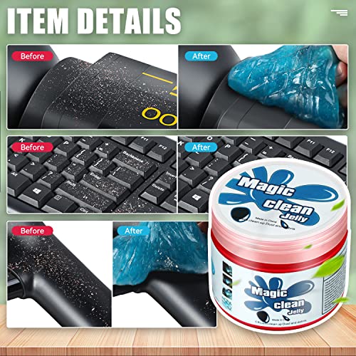 Auto Dynasty 2024 Universal Home/Office Keyboard/Interior Car Air Vent Auto Detailing Slime Cleaner Dust Cleaning Gel Putty Jelly, Pack of 2, Red and Blue - color: Red+Blue, size: 2 Pack