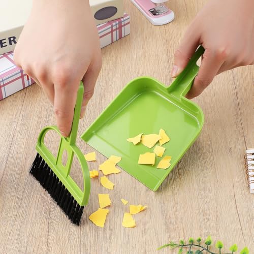 Healifty Mini Broom and Dustpan Set 6-Piece Portable Desk Cleaning Brush Set with Soft Bristles for Keyboard Desktop Pet Hair and Hard Floor Use