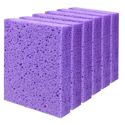 Cellulose Sponges, Large Size 4" x 6" x 1" - Heavy Duty Scrub Kitchen Sponge, Clean Tough Messes Without Scratching Kitchen Cleaning Pads, Pop Up Eco DIY (6 Pack), Purple - color: Purple