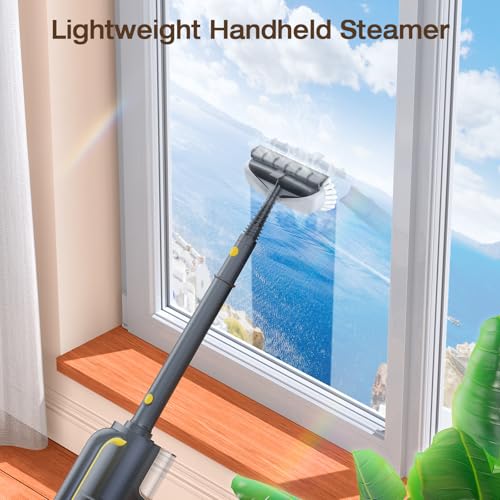 Steam Mop with Detachable Handheld Steam Cleaner, 10-in-1 Multi Accessories, Quick 10s Heat, 350ml and 2-Level Steamer for Cleaning Floor, Carpet, BBQ Grill, Tile, and Grout, Gray - color: Gray
