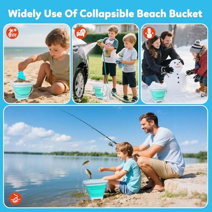 GKDOMS Kids Beach Toys Set with Collapsible Bucket, Sand Molds, Sand Rake and Shovel, Travel Sand Toys Sandplayset for Ages 2-6 (Single Multi) - color: Single Multi