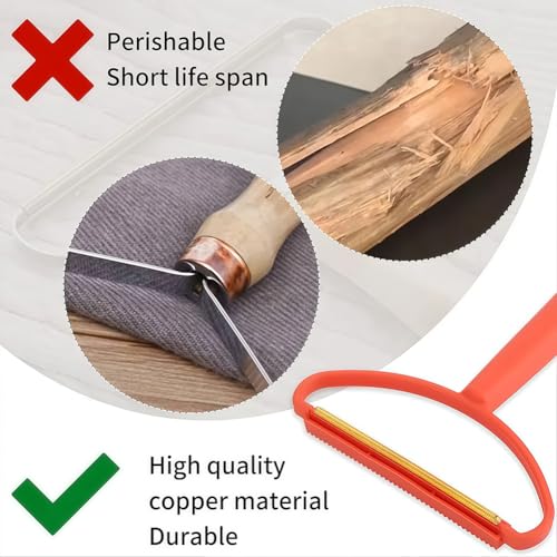 Double Sided Lint and Pet Hair Remover, Orange Fabric Shaver and Fuzz Remover Tool for Clothes, Sofa, Carpet, and Upholstery Cleaning