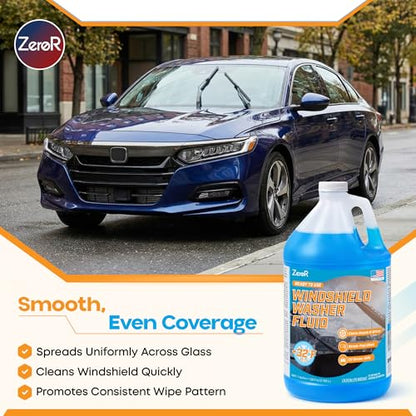 ZeroR® Windshield Washer Fluid, Ready to Use, +32°F Formula for Streak-Free Automotive Glass, Bug Splatter & Road Grime | Made in USA | 128 fl oz (1 Gallon) - size: 128 Fl Oz (Pack of 1)