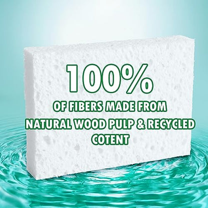 12 Pack Dishwashing Sponges Natural Cellulose Sponges Plant Based Resilient and Reusable Soft Dish Sponges for Washing Dishes DIY Craft Sponge for Fun - color: White