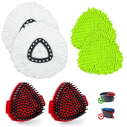 Mop Heads Replacement for Ocedar, Mop Replace Head for Ocedar EasyWring 1 Tank, Microfiber Spin Mop Refills, Include 4 Spin Mop Replacement Head Deep Cleaning Machine Washable with 2 Scrubber Mop Head - size: 4 Mop Head & 2 Upgraded Scrubber