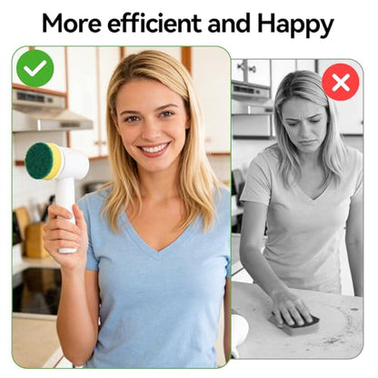 5 in 1 Cordless Electric Spin Scrubber & Power Scrubber - Rechargeable Battery, Fast Cleaning for Bathroom, Shower, Tile, Kitchen Floors, Household Cleaning Tools