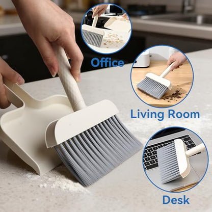 Small Dust Pan and Brush Set - Mini Dustpan and Brush Set, Small Broom and Dustpan Set, Whisk Broom, Dust pan and Brush for Desk, Table, Home, Kitchen.
