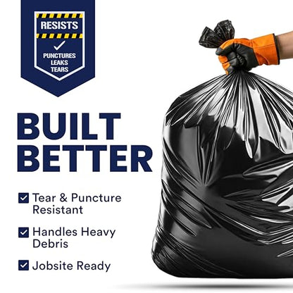Plasticplace Contractor Trash Bags 55-60 Gallon │ 6.0 Mil │ Black Heavy Duty Garbage Bag │ 36” x 58” (25 Count) - size: 1 Count (Pack of 25)