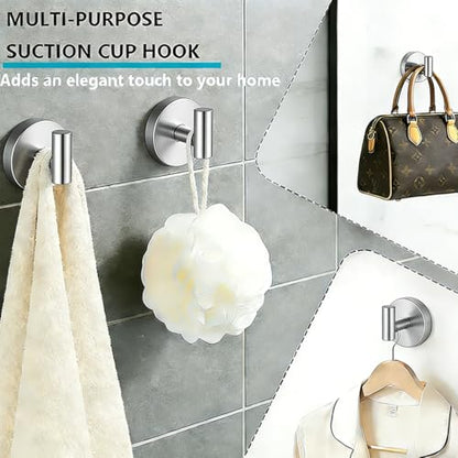 Suction Cup Hooks Suction Towel Shower Home So No Drill Storage Wall Silver Suction Hooks for Shower Wall Bathroom Window Wash Door Wreath, 4 Pack - color: Silver