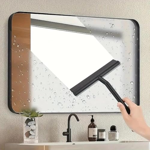 All-Purpose Stainless Steel Shower Squeegee for Bathroom, Kitchen, Shower, Floor Cleaning with Adhesive Hook Sturdy Handle, Professional Cleaners, Window Cleaning for Window Squeegee (Black) - color: Black