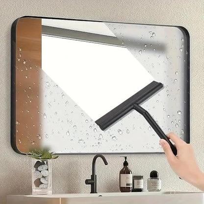 All-Purpose Stainless Steel Shower Squeegee for Bathroom, Kitchen, Shower, Floor Cleaning with Adhesive Hook Sturdy Handle, Professional Cleaners, Window Cleaning for Window Squeegee (Black) - color: Black