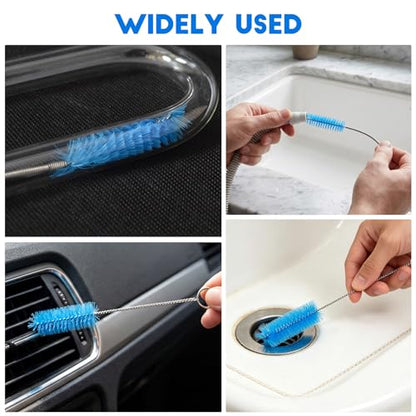 2PCS Flexible Long Drain Brush, 78 Inch Nylon Stainless Steel Tube Cleaning Brush, Slim Long Hose Pipe Cleaning Tool for Auto Sunroof Drain Hole, Car Fridge, Kitchen Sink (Single End-Blue) - color: Single End-blue