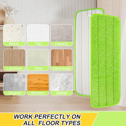 16.5 Inch Reusable Mop Pads Microfiber Spray Mop Replacement Heads for Wet/Dry Mops Compatible with Bona Floor Care System (6 Pack) - color: Green