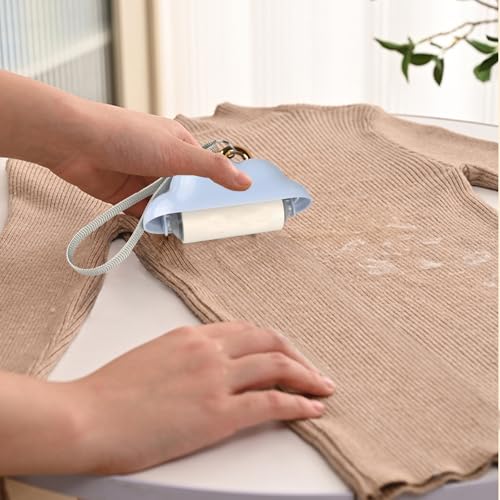 Mini Lint Roller Travel Size, Reusable Pet Hair Remover for Clothes with 150 Refillable Sheets (Blue) - color: Blue