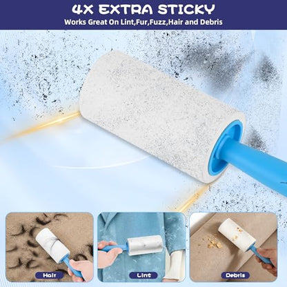 Pet Hair Lint Roller Pack for Home Car Office, 1080 Sheets | 3 Handles and 9 Rolls Total, Sticky Roller for Couch, Carpet, Furniture and Black Clothes - size: 3 Handles + 6 Refills + 1080 Sheets
