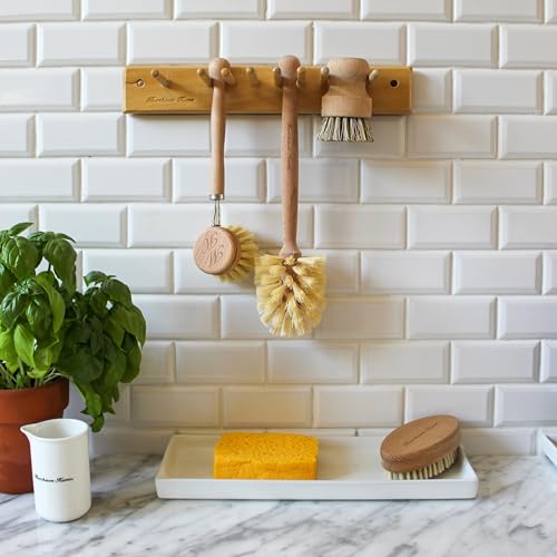 Murchison-Hume Compostable Dish Brush with Wooden Handle, Replaceable Scrubber Head, No Plastic Parts, All-Natural Materials Scrubbing Tool for Cleaning Pans, Pots, and Kitchen Sink, 8.3 inches