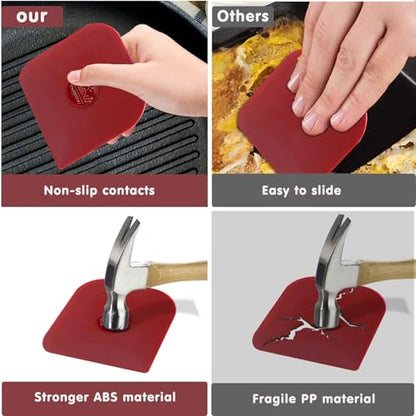 TMEDW Pan Scraper, 10 Pcs Pot Scraper, Pan Scraper Plastic, Multifunctional Scraper Tool for Kitchen, Non-Slip, Food Safe, High Heat Resistant-Red - color: Red, size: 10 Pcs