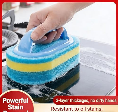 Thickened Blue Model Set Product, Multi-Functional Handheld Cleaning Sponge Brush, Suitable for Cleaning in bathrooms, Kitchens, bathtubs and Toilets. Bathtub Cleaning. Two Pieces of Combination