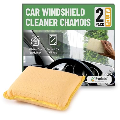 Evelots Windshield Cleaner Tool 2-Pack - Car Window & Glass Cleaning Tool, Inside Windshield Cleaner, Auto Windshield Cleaning Kit for Interior Car Windows - Yellow - size: Yellow - Set of 2