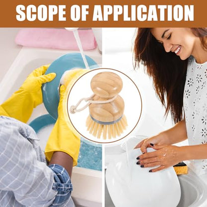 Gatuida Dish Cleaning Brush with Palm Scrubber Handle Gray Kitchen Scrub Brush for Stubborn Stains and Vegetable Washing for Pots