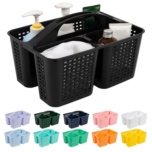 Tiawudi Portable Shower Caddy, Caddy Organizer with Handle, Plastic Shower Basket Hold Soap, Shampoo, Hair Supplies and Beauty Products, Cleaning Supplies Organizer for Home, Dorm, Shelf and Cabinet - color: Black