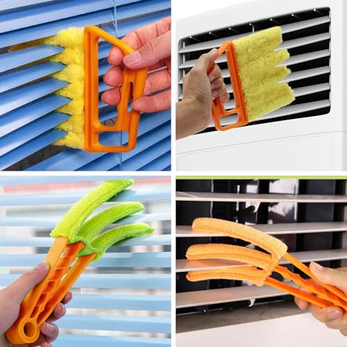 Window Blind Cleaner Duster Set, Washable Dusting Cleaner Air Vent Cleaning Brush Tools (Blue) - color: Blue