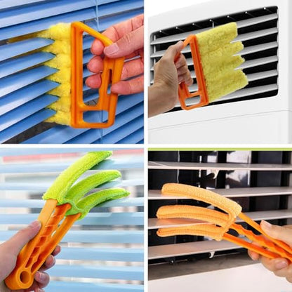 Window Blind Cleaner Duster Set, Washable Dusting Cleaner Air Vent Cleaning Brush Tools (Orange) - color: Orange