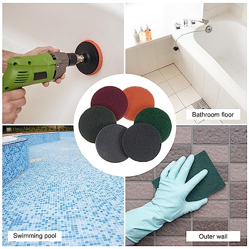 HARFINGTON 15pcs Drill Power Brush 4 Inch Tile Scrubber Scouring Pads 150-240 Grit for Bathroom Kitchen Household Cleaning - color: Green, size: 150-240 Grit