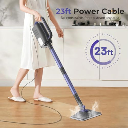 Steam Mop Cleaner with Detachable Handheld Steamer, 6-in-1 Multi Accessories, 23FT Power Cable, Lightweight,Detachable Steam Mops for sealed Hard Floors, Marble, Stone, Hardwood (Light Purple)