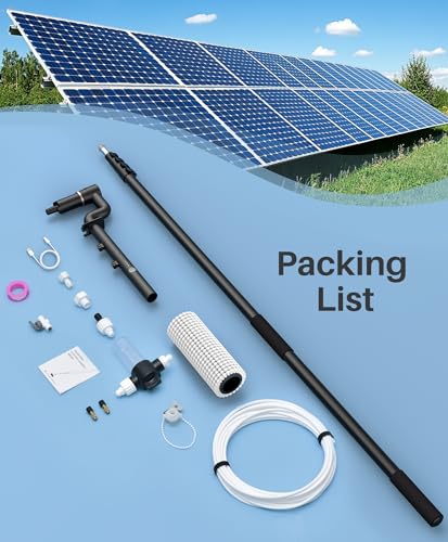 LyriFine Electric Solar Panel Cleaning Brush and Pole Kit, 20Ft Extendable Washing Kit with Water Fed Pole, 2 Speed & Soap Dispenser, Outdoor Window Cleaning Tool for Solar Panel, Window, Roof, RV