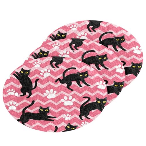 Black Cats with Pink Chevron Dish Scrub Sponges Kitchen Non Scratch Reusable Compressed Cellulose Sponge Hanging for Household Cleaning Washing Dishes Pots and Pans 3 Pack - color: Pattern14