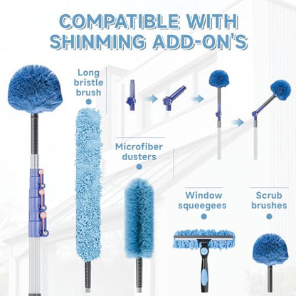 4-12ft Telescoping Durable Duster with Extension Pole – Lightweight Aluminum Cobweb Duster Kit – Extendable to 20ft Reach for Cleaning High Ceilings and Spider Webs