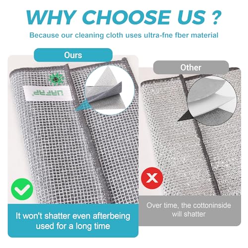 12 Pcs New Upgrade 3-Layer Non Scratch Wire Dishcloth,Cleans Fast Without Scratching, Stands Up to Stuck-on Grime, Multi-Surface Safe, Cleaning Power for Everyday Jobs 7.87“ x 7.87” - color: 12pcs Three-layer [Middle Clip Rag]