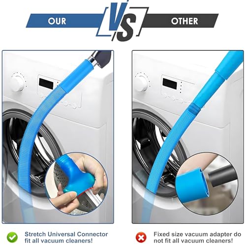 Professional Dryer Vent Cleaning Kit, Compatible with Most Vacuums, Deep Reach Tools for Clogged Ducts & Lint Removal, Flexible Hose Attachment for Dryer Maintenance