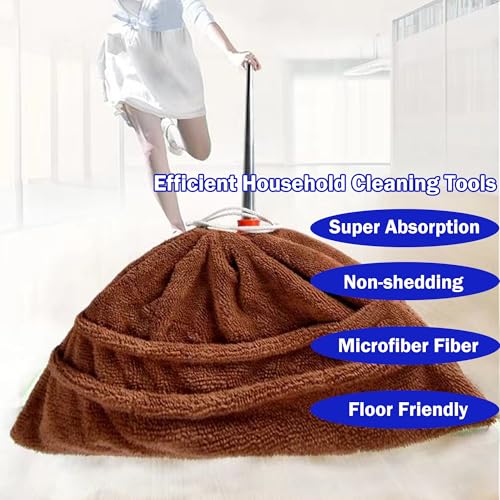 2 Pack Broom Cloth Covers Wet or Dry Cleaning Mops with Adjustable Drawstring Closure Multi-Purpose Microfiber Floor Towel Washable Reusable Cleaning Cloth for Pet Hair, Dust, Stain, Windows (Blue) - color: Blue
