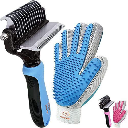 Dog & Cat Brush-Deshedding Brush, Dematting Tools, Shedding Brush Glove, Reduces Shedding Up to 95%, for Short to Long Hair, Small to Medium Breeds (Blue, Small) - color: Blue, size: Small