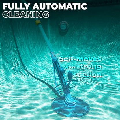 XtremepowerUS Automatic Pool Cleaner Sweeper Vacuum Pool Cleaner Sweep High Flow Side Suction Wall Climb In-Ground/Above Ground Swimming Pool with Hose Suction Set (Blue) - color: Blue