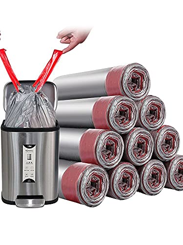 Trashs Bag Drawstring Garbage Bags-Coocn Thicker Heavy Bathroom Trash can Liners for Bedroom Home Kitchen 50 Counts ,4-6 Gallon (Gray) - color: Gray