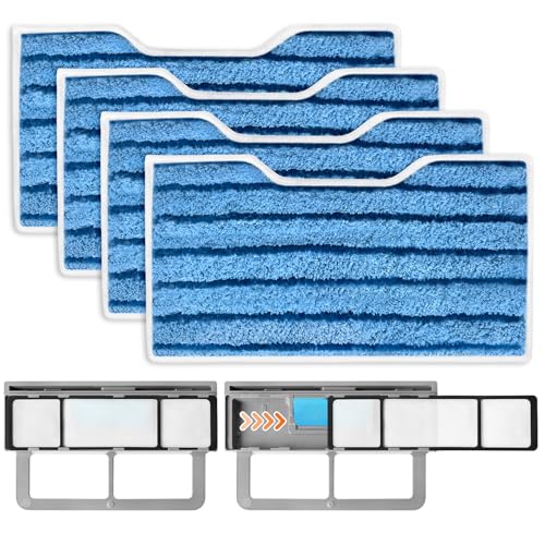 Reusable Replacement Pads Compatible with Shark Vac Pad VM252 VM251 VM200 VM200C VM190 VM252C QM250 VM250 VC205 Vacuum Mops Vacuum Mop Refills Upgraded Design of Dirt Chamber, 1+2+4 Pack - color: blue