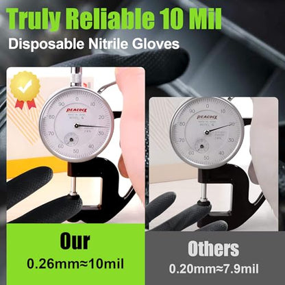 TREEGO 10 Mil Black Nitrile Gloves Heavy Duty — 3D Diamond Texture Grip, Latex Free Disposable Rubber Mechanic Gloves, X-Large, 100 Count - color: Black 100, size: X-Large